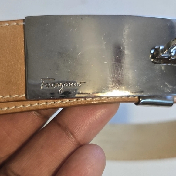 Salvatore Ferragamo Leather Belt Women Beige Logo Luxury - Picture 6 of 11